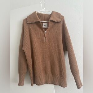 Aerie Tan Half-Zip Sweater
